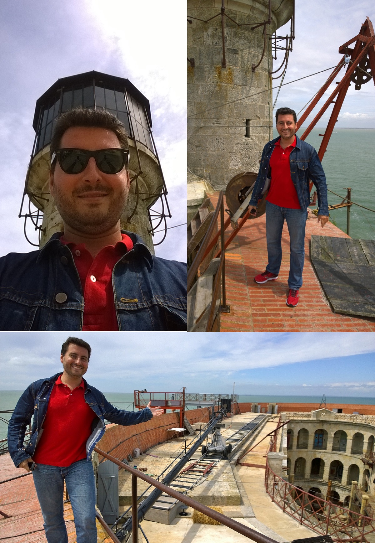 Le fameux selfie vigie, une coiffe originale. Sur la terrasse du Fort Boyard. Le fameux selfie vigie, une coiffe originale. Sur la terrasse du Fort Boyard.